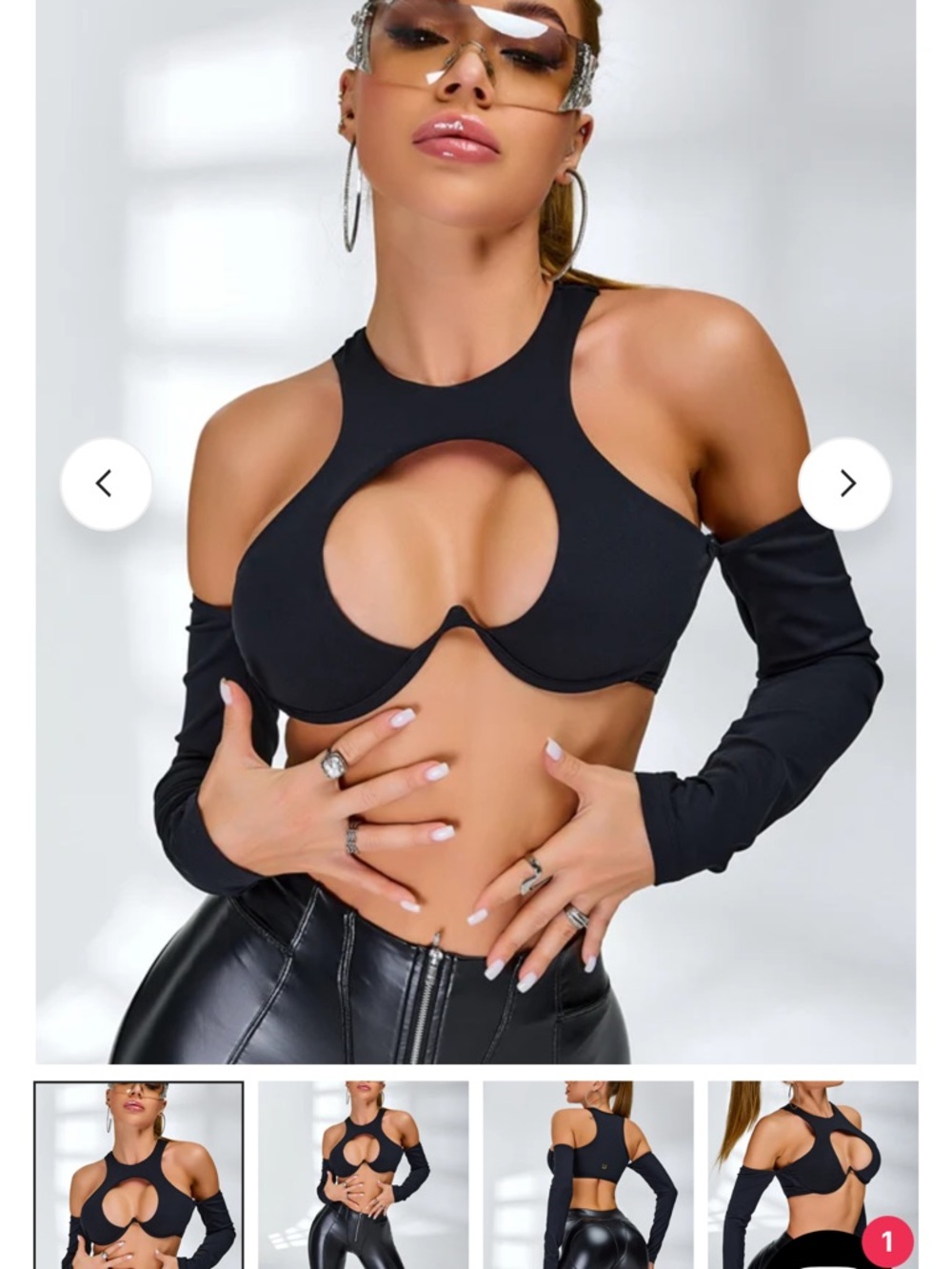 NWT Black Cutout Long Sleeve Crop Top